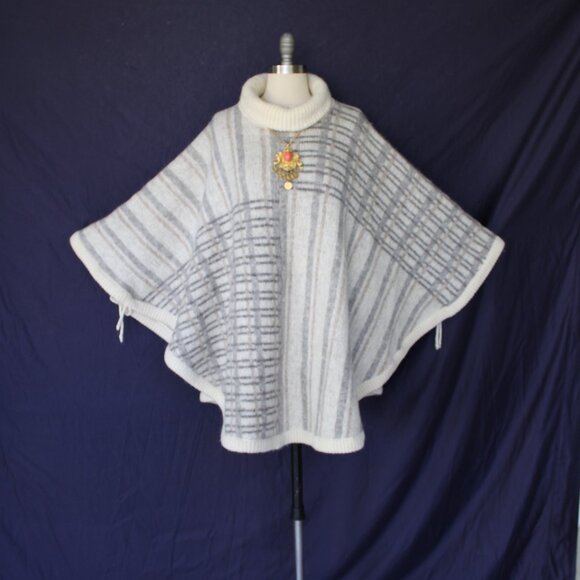 ICEWARE Vintage wool ponco cape jacket shawl aztec Fair Isles Icelandic Nordic - Picture 2 of 10